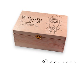 Caja de recuerdos de madera personalizada grabada / nacimiento de regalo de bebé / caja de madera personalizada, niños y bebés / caja de memoria / caja de regalo WB031