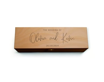 Personalized wine - champagne Box | Memory Box | Wooden Wedding  Box | Gift Box | Keepsake box | Wedding Gift Box -W044