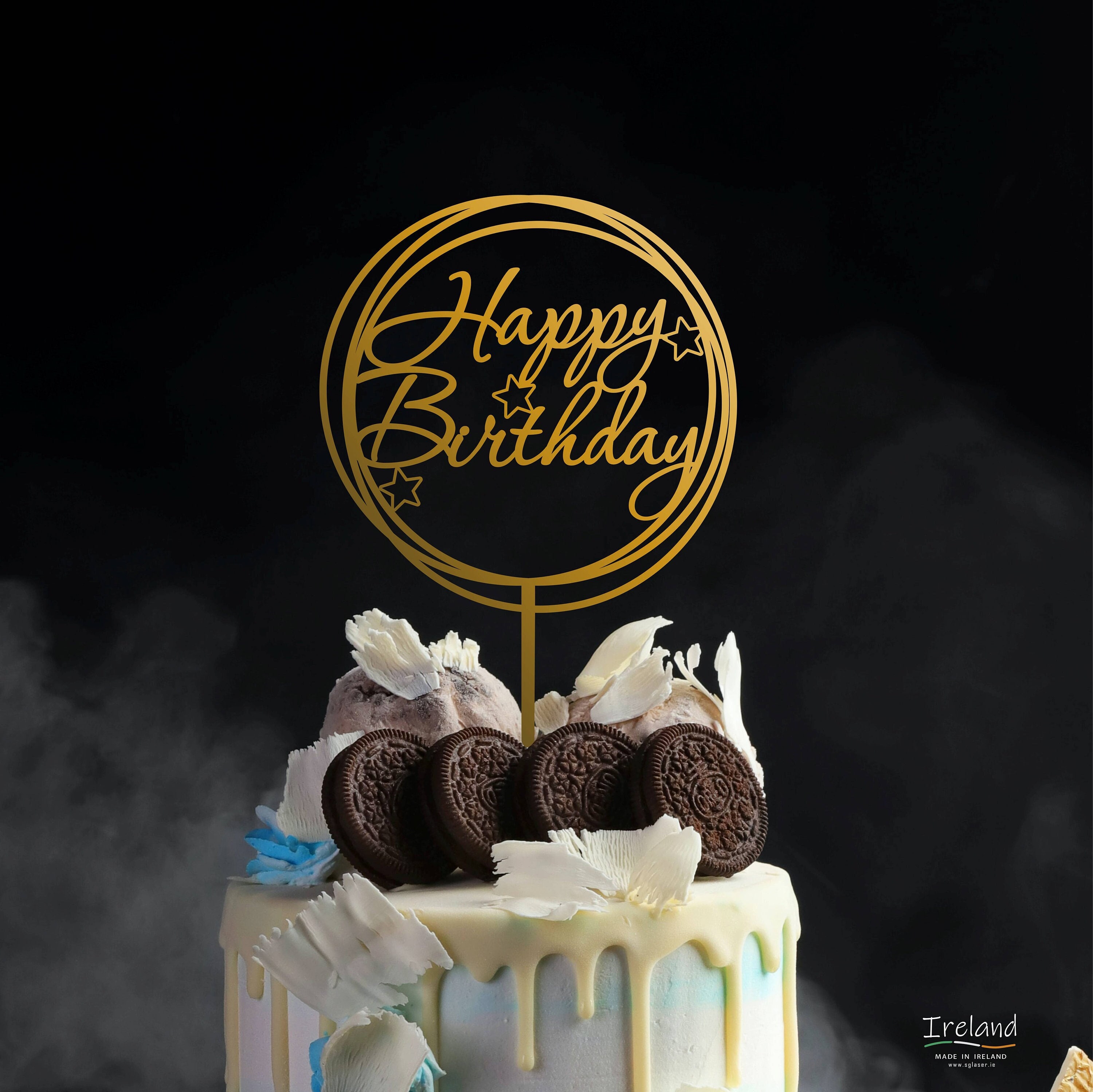 Black and Gold Birthday Cake topper Edible paper sugar sheet cupcakes 40 50  60