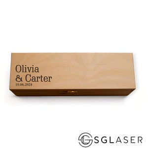 Gepersonaliseerde wijn-champagnedoos | Geheugendoos | Houten trouwdoos | Geschenkdoos | Herinneringsdoos W052