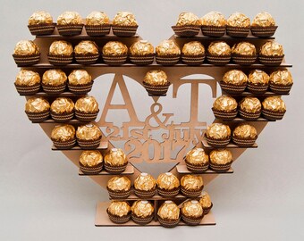 Gepersonaliseerde Ferrero Rocher Wedding Display Stand, Ferrero Rocher Hartboom, Wedding Display Stand, Bruiloften & Candy Bars FD005