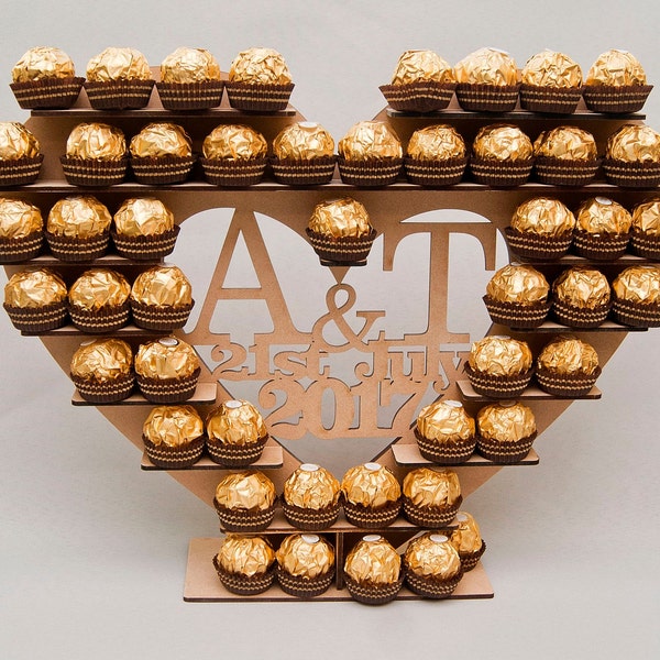 Présentoir de mariage personnalisé Ferrero Rocher, arbre de coeur Ferrero Rocher, présentoir de mariage, mariages et barres chocolatées FD005