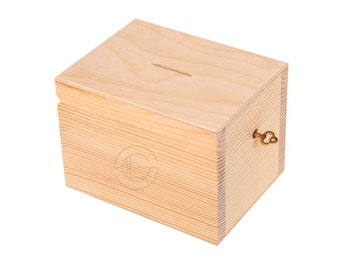 Wooden Money Boxes 14x10.5x10.5cm | Memory Box | Wooden Ches | Wooden Tipping Box,| Restaurant Tip Box | Wood Piggy Bank