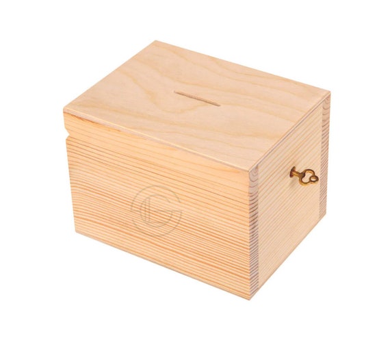 Wooden Money Boxes 14x10.5x10.5cm | Memory Box | Wooden Ches | Wooden Tipping Box,| Restaurant Tip Box | Wood Piggy Bank