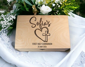 First Holy Communion Gift Box, Memory Box, 1st Communion Keepsake Box, First Communion for Girl or Boy, Communion Gifts Box -WB026