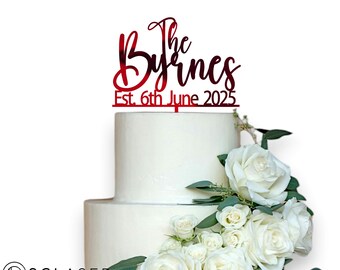 Wedding cake topper, Mr and Mrs cake topper, Personalized Cake,  Gold Cake topper, Rustic  cake topper, Custom cake topper CT2068