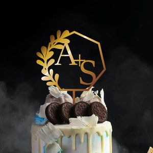 Monogram wedding cake topper Personalized | Custom initials cake topper | Gold Cake topper | Mr and Mrs cake topper CT1941