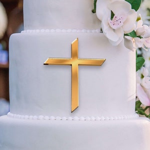 Decoração de bolo cruzado 5 peças, topper de pingente de bolo cruzado acrílico, decoração de bolo acrílico batismo cruz bolo charme celebração religiosa-A3019