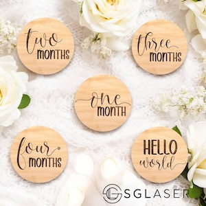 Panneau en bois pour bébés jalons | Disque en bois pour bébé | plaque bébé | Faire-part de naissance | Plaque personnalisée pour bébé -B116