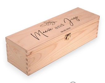 Coffret vin - champagne personnalisé | Boîte à souvenirs | Boîte de mariage en bois | Coffret cadeau | Boîte souvenir | Boîte cadeau de mariage -W057