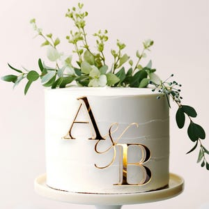 Elegante dije acrílico con iniciales de monograma para boda / Dije para pastel / Boda - CT2060