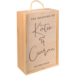 Coffret vin champagne personnalisé Boîte à souvenirs Boîte de mariage en bois Coffret cadeau Boîte souvenir Boîte cadeau de mariage W044 image 3