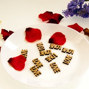 B017 LOVE Wooden Wedding Table Confettix100, Wedding Confetti, Wedding Scatter, Wooden Confetti, Table Confetti, Hen Party, Cake Table Decor