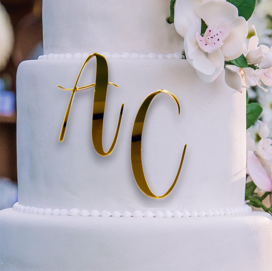 Monogram Cake Topper | Custom Monogram Toppe| Elegant Acrylic Charm ...