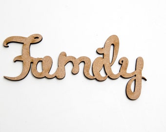 L612 Family Script Word Sign,decoupage, wooden letters, names,Family Script Word,Wood Sign Art, Gallery Wall, Family Wood Sign