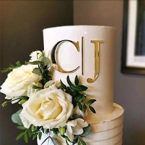 Elegant Acrylic Charm Wedding Monogram Initials | Cake Charm | Wedding  - CT1814