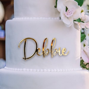 Fascino per torta personalizzato / Topper per torta / Toppers per torta personalizzati / Ciondoli per torta / Nome della torta / Fascino per torta in acrilico con parole / Specchio dorato -CT1980