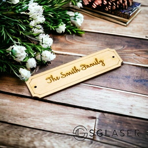 Houten plaquette, naam plaquette, aangepaste tag, naamplaatje, naamplaatje, DIY Craft, doe-het-zelf benodigdheden, decoupage, familienaam ambachtelijke plaquette gegraveerd hout /L1016