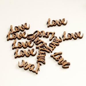 B018 LOVE Wooden Wedding Table Confetti x100, wedding decor, Wedding Confetti, Wedding Scatter, Wooden Confetti, Table Confetti,