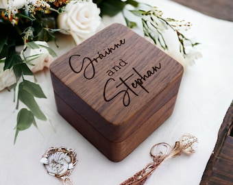 Caja de anillo de madera personalizada, caja de anillo de compromiso redonda, caja portadora de anillo único, caja de anillo personalizada, caja de anillo de boda, propuesta de caja de anillo -RB008