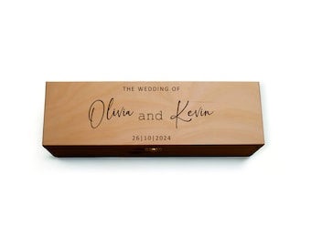 Vino personalizado - Caja de champán / Caja de memoria / Caja de boda de madera / Caja de regalo / Caja de recuerdos W043