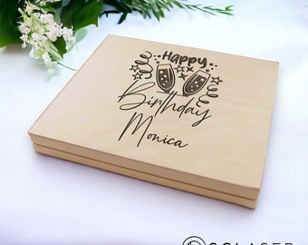 Personalisierte Merci Schokolade Geschenkbox | Erinnerungsbox | Holz-Hochzeits-Karte Box | Geschenkbox | Erinnerungsbox WM002