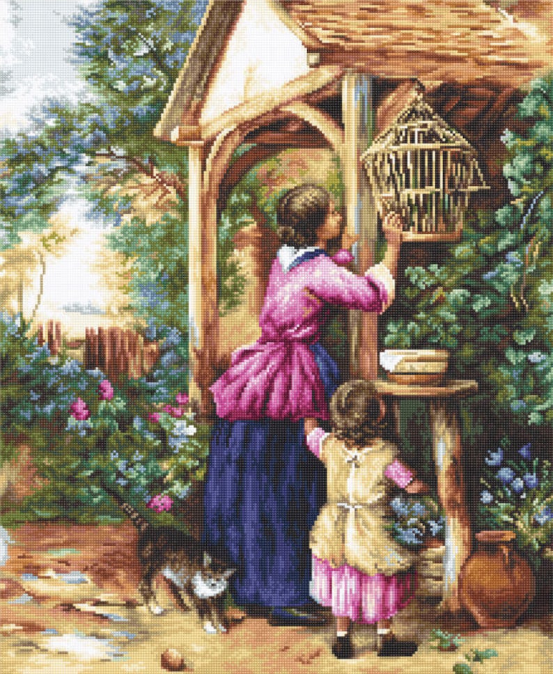 Cross Stitch Kit Hand Embroidery People Women Babies Animals Cat Flowers