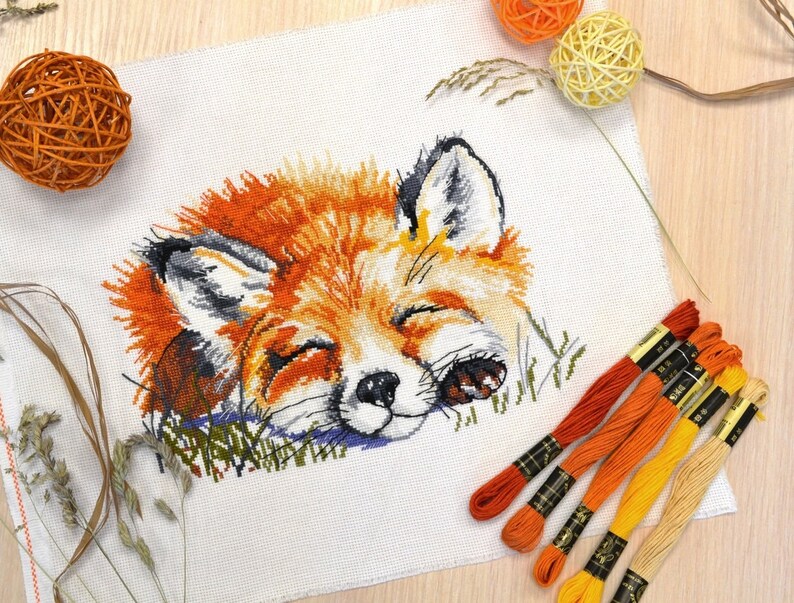 Download Cross Stitch Kit Hand Embroidery Fox Animals | Etsy