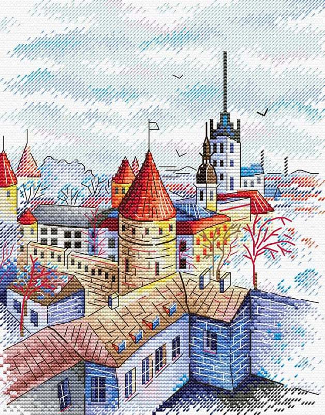 Cross Stitch Kits Hand Embroidery Landscapes Buildings City | Etsy