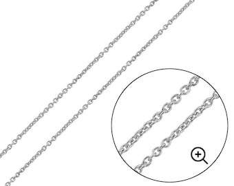Sterling Silver Adjustable Cable Chain, 925 Silver or Gold Plated Silver Round Cable Link Necklace 1.4mm wide, Adjusts to 24 Inches