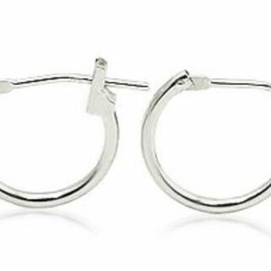 Hoop Earrings 14K Yellow Gold or 14K White Gold Small Hoops 11.75 x 1.25mm, Plain Minimalist Earrings, Second Piercings, Kid&#39;s Earrings