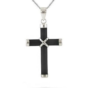 Sterling Silver Onyx Cross 16-18 Sterling Silver Onyx Cross 16-18