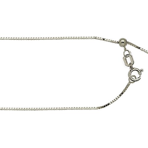 10K White Gold Solid Box Pendant Chain .55mm Wide 14 Etsy