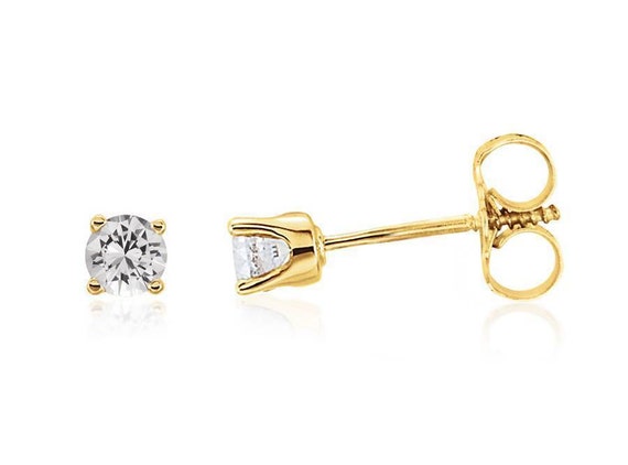 Baby Girls 14K jaune or blanc pierre cœur Vis Arrière Clous Post Boucles d/'oreilles petites