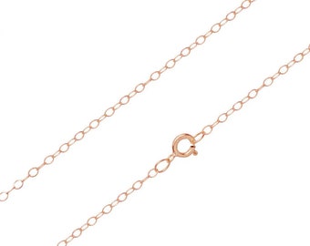 14K Rose Gold Cable Chain 1.4mm wide, 14", 16", 18", 20" or 24 inch Necklace, Lightweight Ladies Chain, Spring Ring Clasp