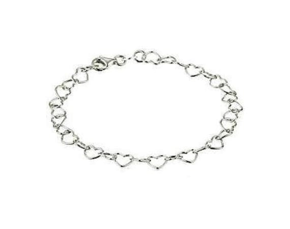 Sterling Silver Heart Anklet, Adjustable Summer Ankle Bracelet, Lobster Claw Clasp