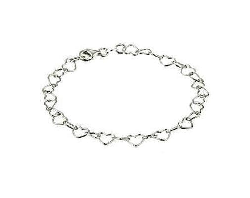Silver Anklet, .925 Sterling Silver Linked Heart Anklet, Adjustable to 10.5 Inches, Lobster Claw Clasp, Summer Ankle Bracelet, Gift for Her