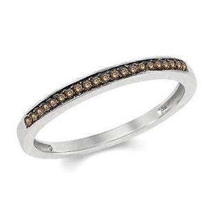 Diamond Band, 10K White Gold, Rose Gold or Yellow Gold Chocolate Brown Diamond Ring, Anniversary or Wedding Stackable Band Size 5 - 9