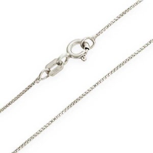 10K White Gold Solid Box Chain .55mm wide, 14", 16", 18", 20", 22",  24 Inch Necklace, Gift for Her, Spring Ring Clasp, Lightweight