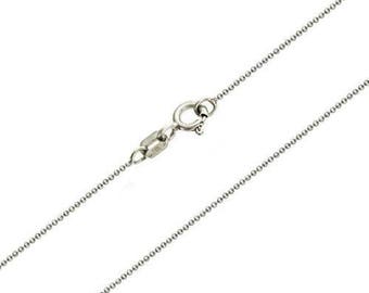 14K White Gold Beaded Ball Chain, Diamond-Cut 1mm Necklace Custom 16", 18", 20", 22", 24" and 26 Inch, Spring Ring Clasp