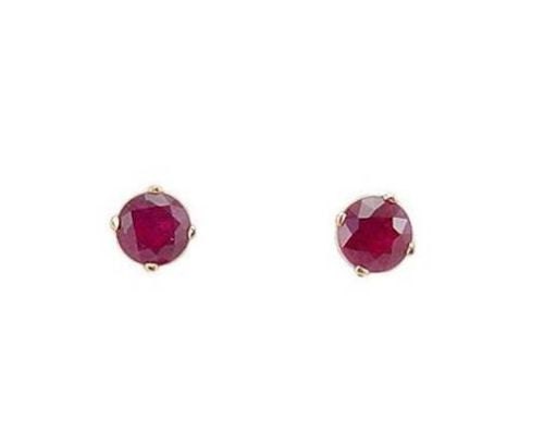 14K Yellow Gold Ruby Stud Earrings Genuine Red Ruby Gemstone - Etsy