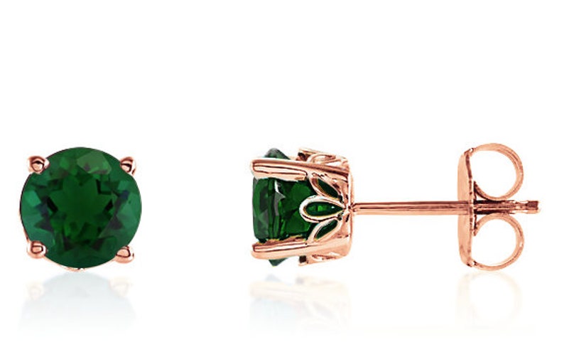 Emerald Earrings 14K Yellow Gold White Gold or Rose Gold Lab - Etsy