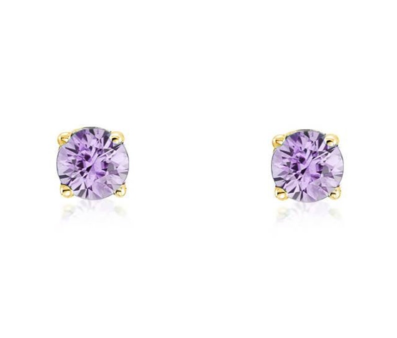 June Birthstone 3mm Round 14K Gemstone Studs Screw Back Earrings Girl/'s Gift Idea 14K Yellow Gold Imitation Alexandrite Earrings