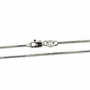 Box Chain .8mm wide 14K White Gold or 14K Yellow Gold 16&quot;, 18&quot;, 20&quot;, 22&quot;, 24 Inch Necklace, Lobster Claw Clasp, Ladies Solid Gold Chain