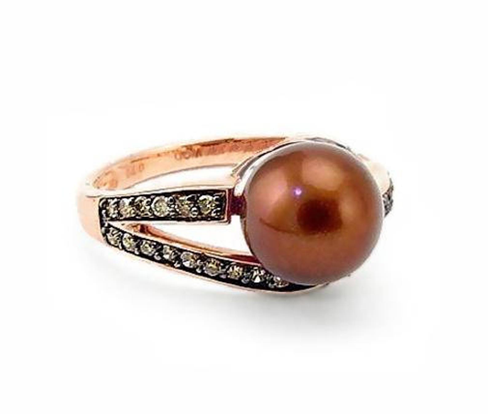 14K Rose Gold Pearl Ring Freshwater Chocolate Brown Pearl & - Etsy UK