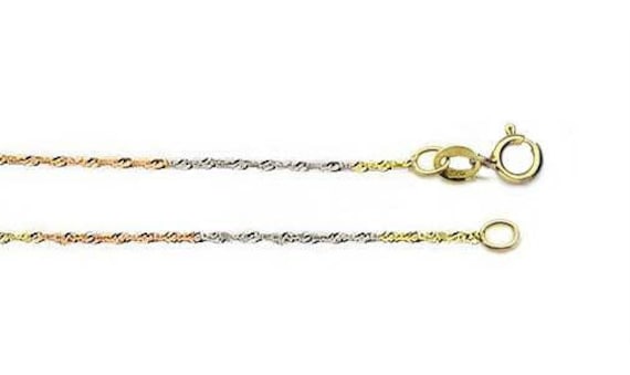1 mm 14K Solide Or Jaune Singapour Chaîne Collier 16/"