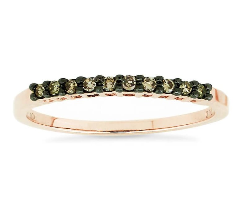 7 Size 5 Diamond Band 10K Rose Gold Chocolate Brown Diamond Ring Anniversary or Wedding Band 6 8 Stacking Ring Engagement