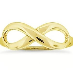 Infinity Ring, Yellow Gold Plated .925 Sterling Silver Plain Infinity Symbol Band, Custom Size Options 6, 7, 8 Forever Love, Minimalist Band