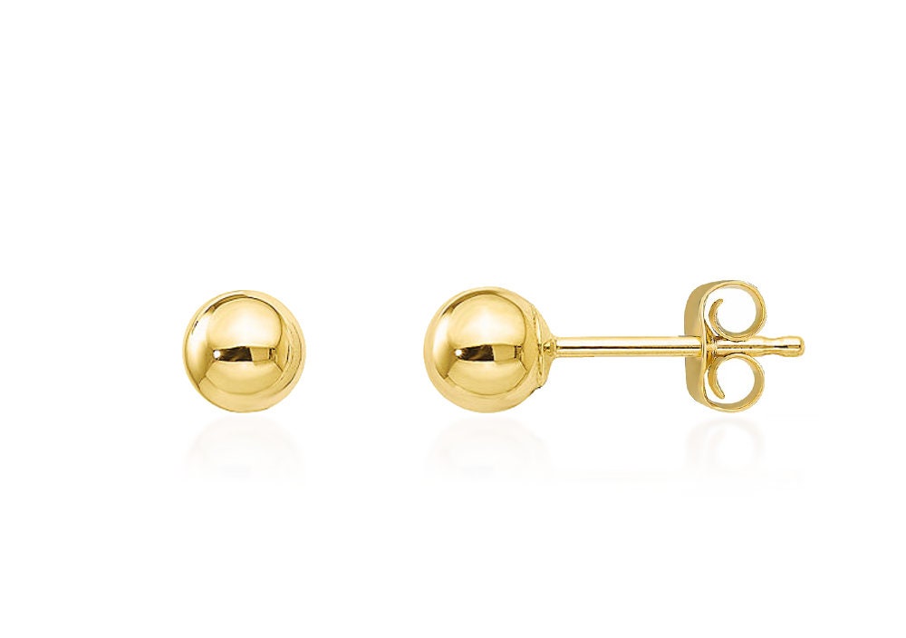 Buy 10K Yellow Gold Ball Stud Earrings 3mm, 4mm, 5mm, 6mm, 8mm or 10mm  Round, Minimalist Jewelry, Plain Polished Studs, Second Piercings Online in  India - Etsy