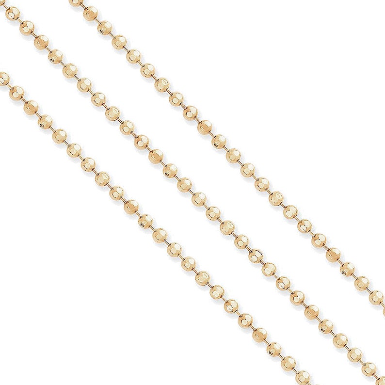 14K Yellow Gold Beaded Ball Chain Diamondcut 1mm Necklace Etsy